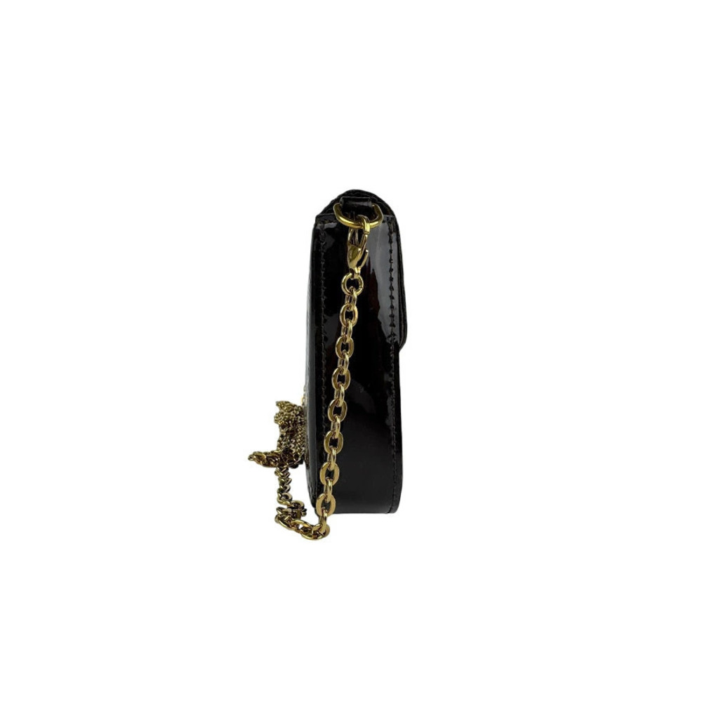 Louis Vuitton Bag Vernis Monogram Shoulder Chain Wallet Pochette Crossbody Brown